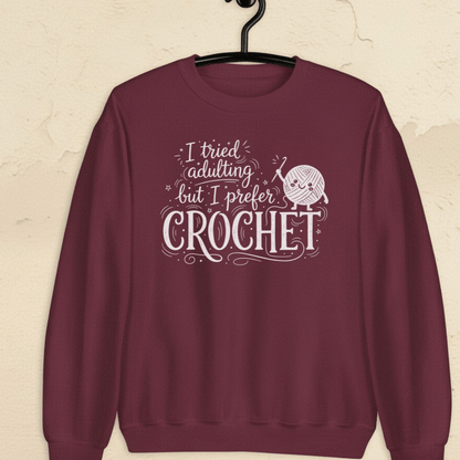I Prefer Crocheting Sweatshirt Maroon / S