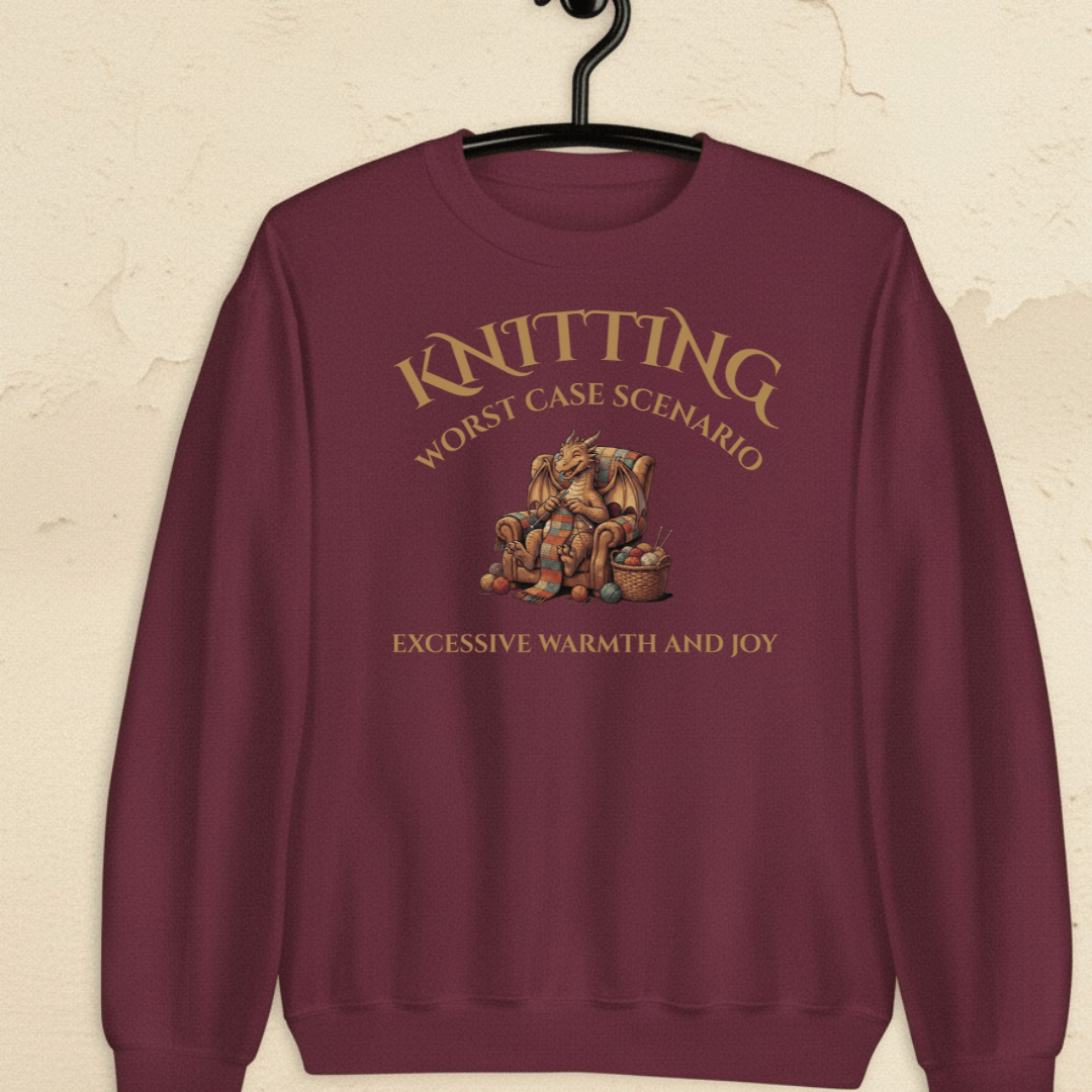 Knitting Scenario Sweatshirt Maroon / S