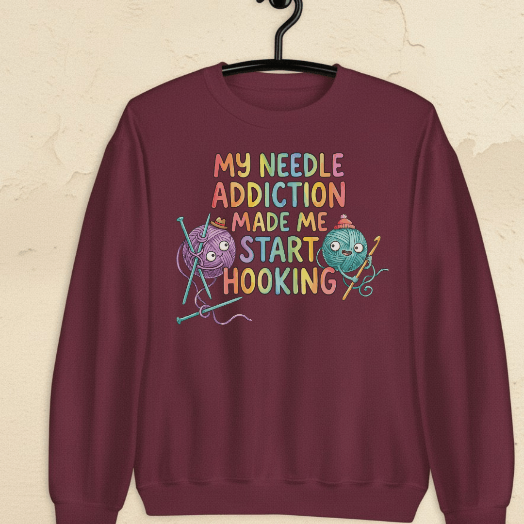 My Needle Addiction Sweatshirt Maroon / S