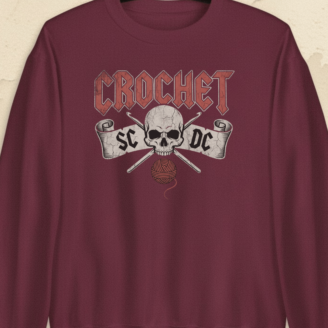 SC / DC Crochet Rock Sweatshirt Maroon / S