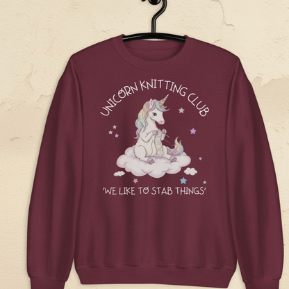 Unicorn Knitting Club Sweatshirt Maroon / S
