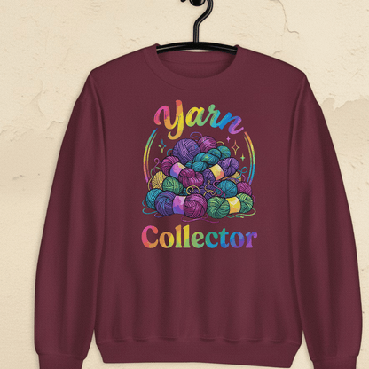 Yarn Collector - Rainbow Sweatshirt Maroon / S