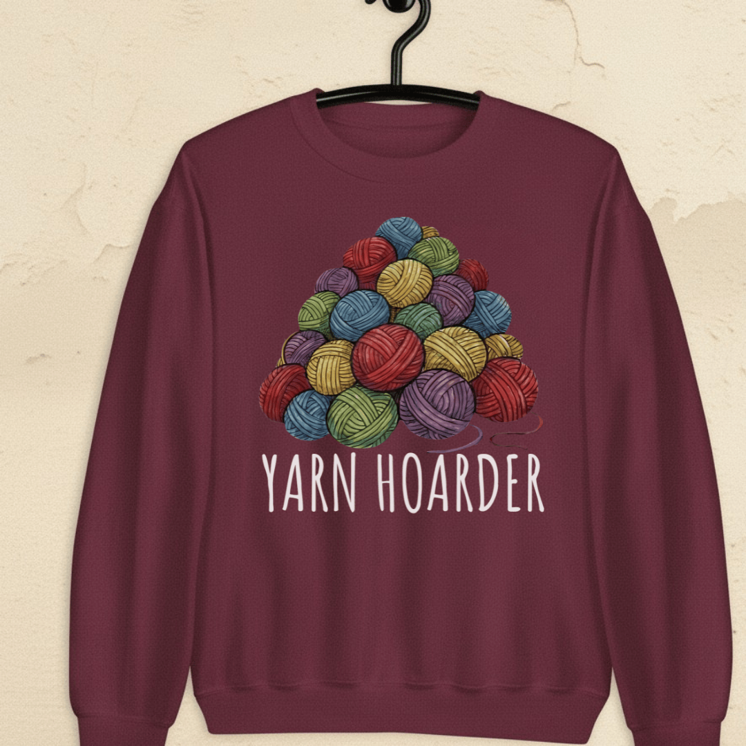 Yarn Hoarder Pile Sweatshirt Maroon / S