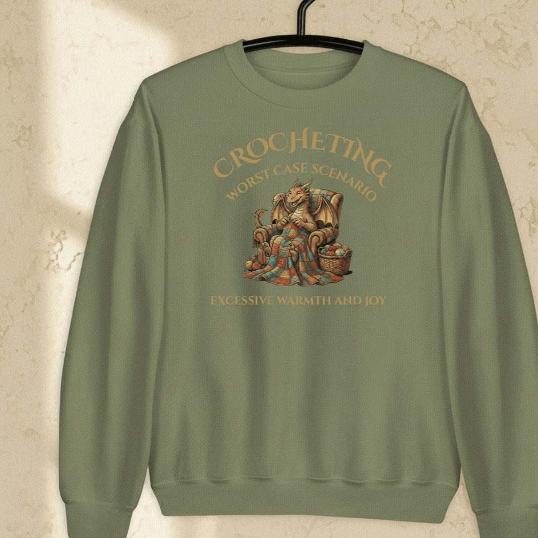 Crocheting Scenario Sweatshirt Military Green / S