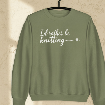 I'd Rather Be Knitting Sweatshirt Military Green / S