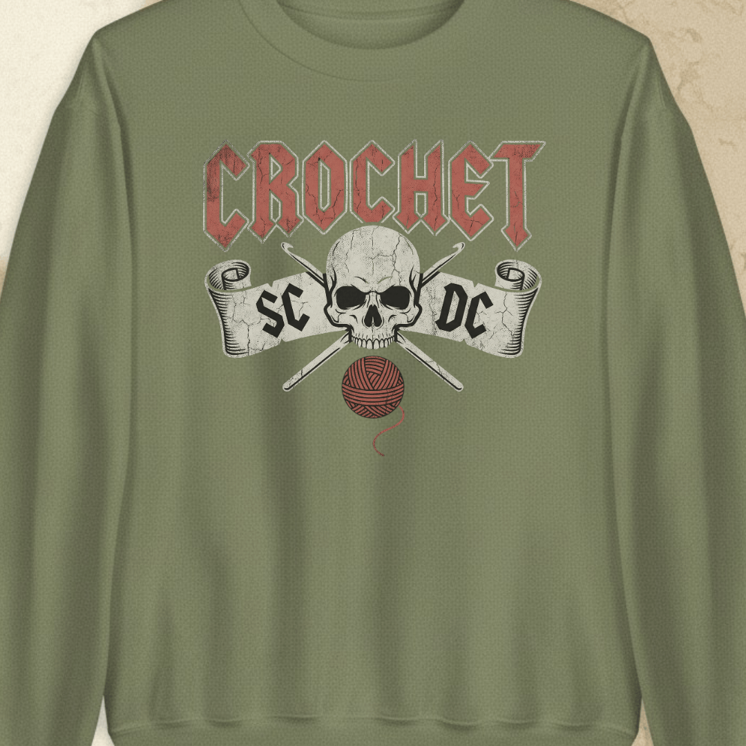 SC / DC Crochet Rock Sweatshirt Military Green / S