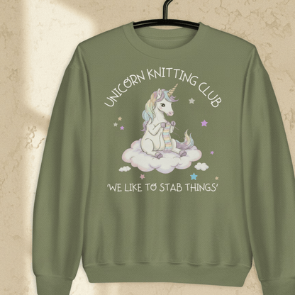 Unicorn Knitting Club Sweatshirt Military Green / S