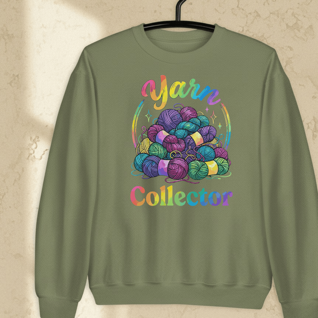 Yarn Collector - Rainbow Sweatshirt Military Green / S