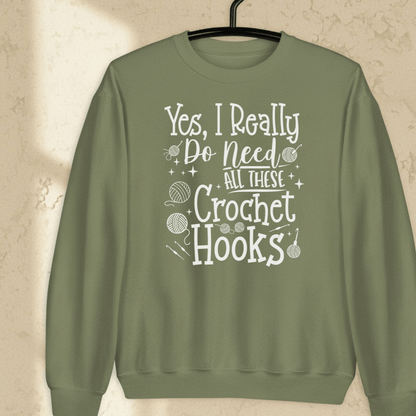 Yes I really Need These Hooks Sweatshirt Military Green / S