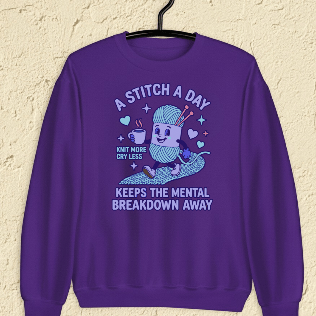 A Stitch A Day Sweatshirt Purple / S