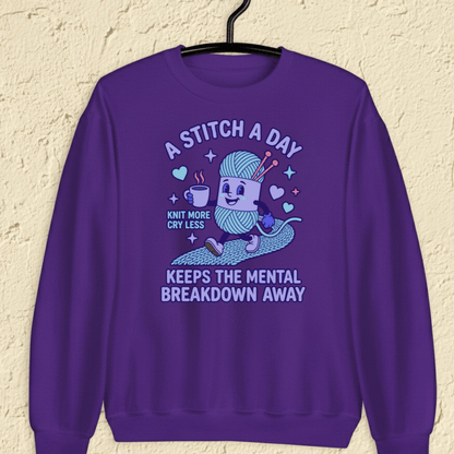 A Stitch A Day Sweatshirt Purple / S