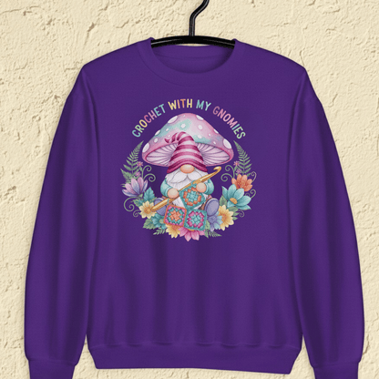 Crochet With My Gnomies Sweatshirt Purple / S
