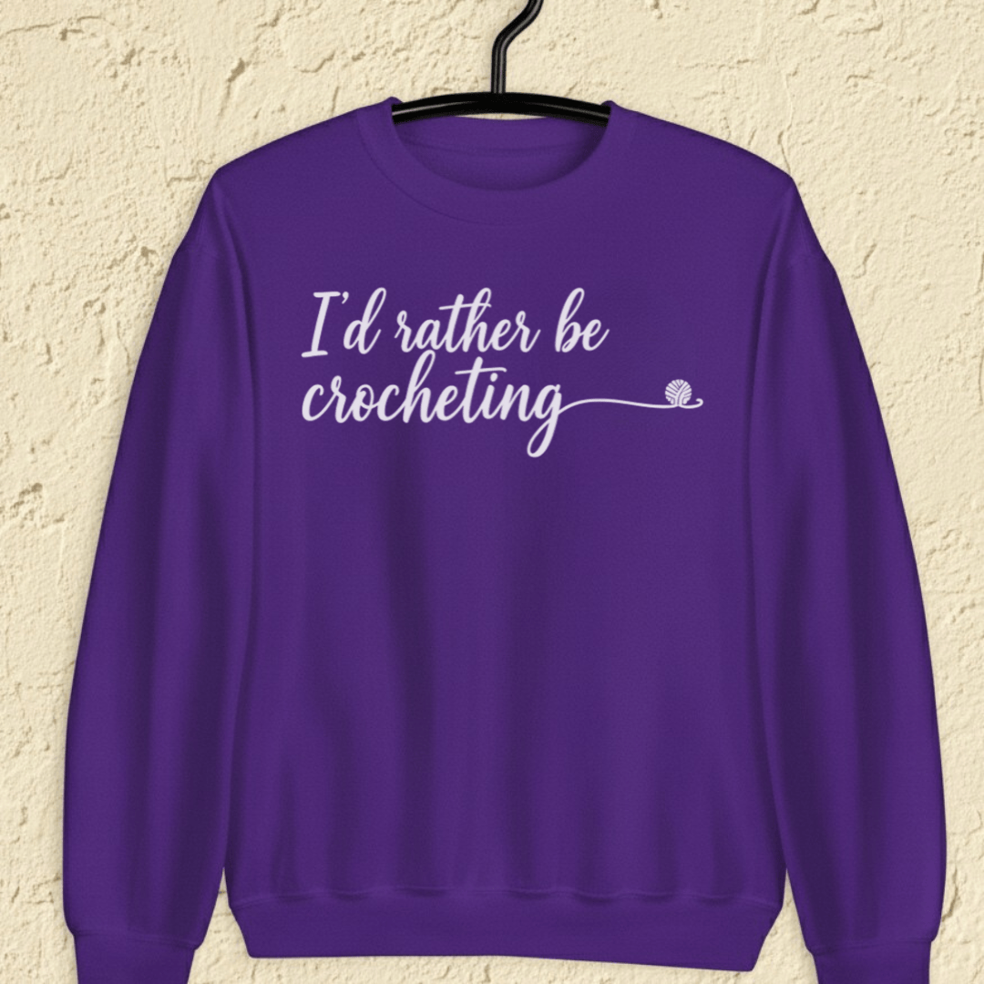 I'd Rather Be Crocheting Sweatshirt Purple / S