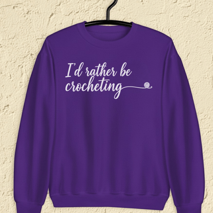 I'd Rather Be Crocheting Sweatshirt Purple / S