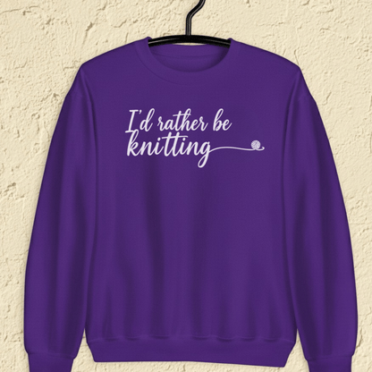I'd Rather Be Knitting Sweatshirt Purple / S