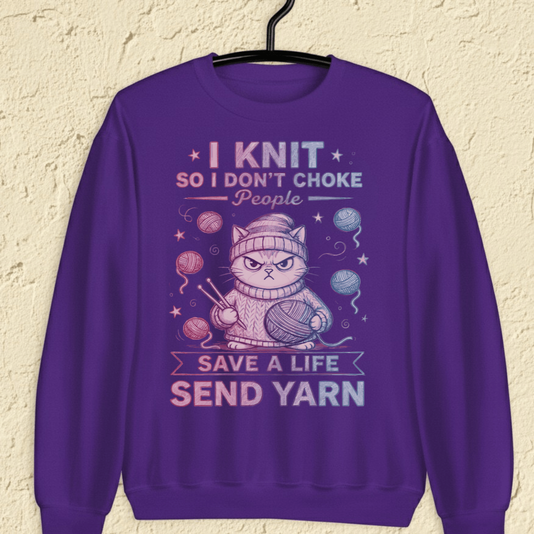 I Knit So I Don't Choke People Sweatshirt Purple / S