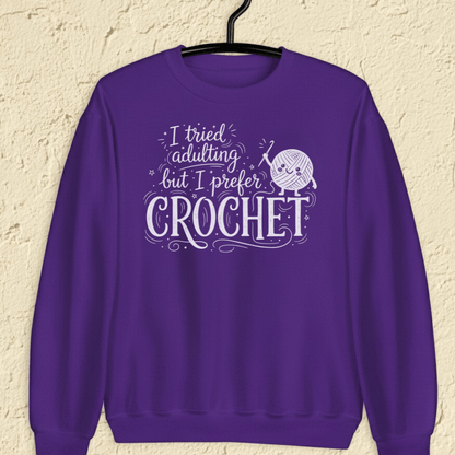 I Prefer Crocheting Sweatshirt Purple / S