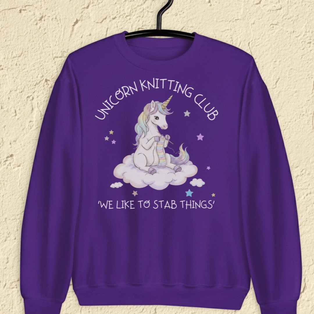 Unicorn Knitting Club Sweatshirt Purple / S