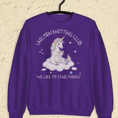Unicorn Knitting Club Sweatshirt Purple / S
