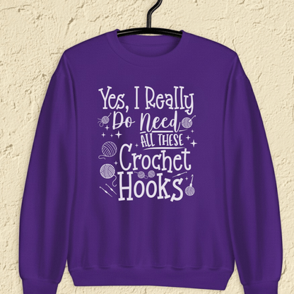 Yes I really Need These Hooks Sweatshirt Purple / S