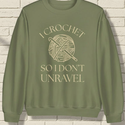 I Crochet So I Don't Unravel Sweatshirt Military Green / S