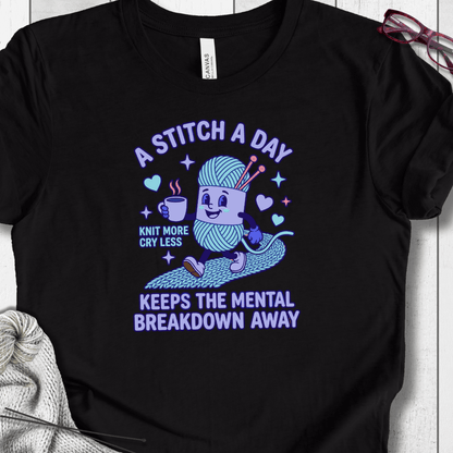 A Stitch A Day T-Shirt Black Heather / XS