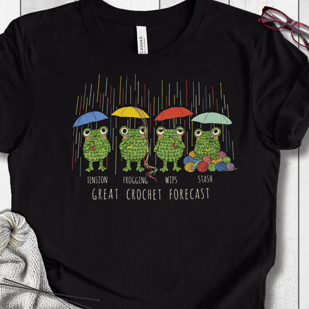 Crochet Forecast T-Shirt Black Heather / XS
