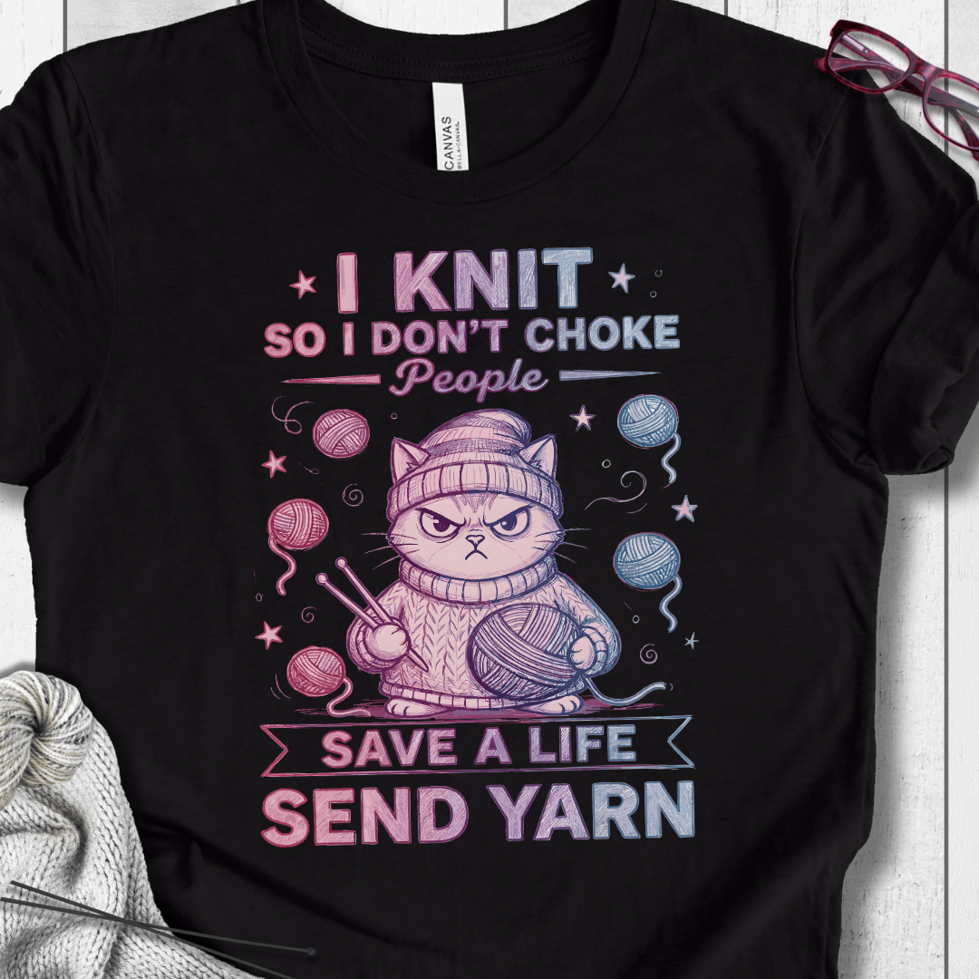I Knit So I Don't Choke People T-Shirt Black Heather / XS