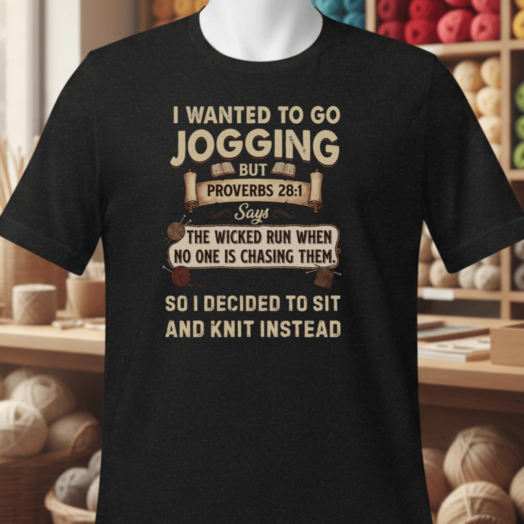 Jogging Proverb 28:1 T-Shirt Black Heather / XS