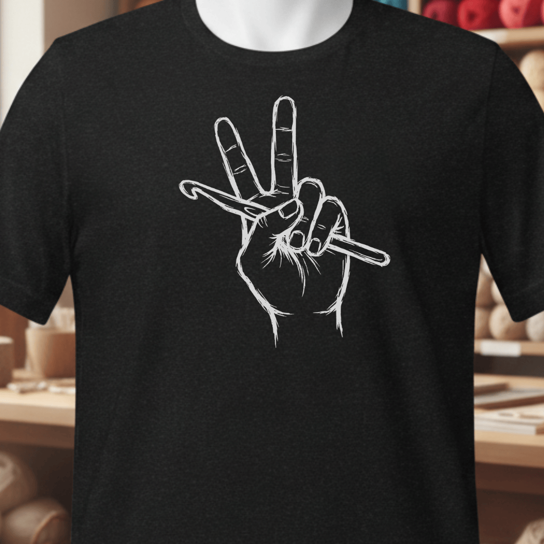 Crochet For Peace T-Shirt Black / XS