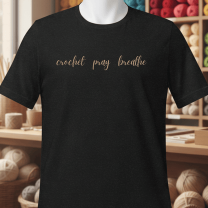 Crochet Pray Breathe T-Shirt Black / XS