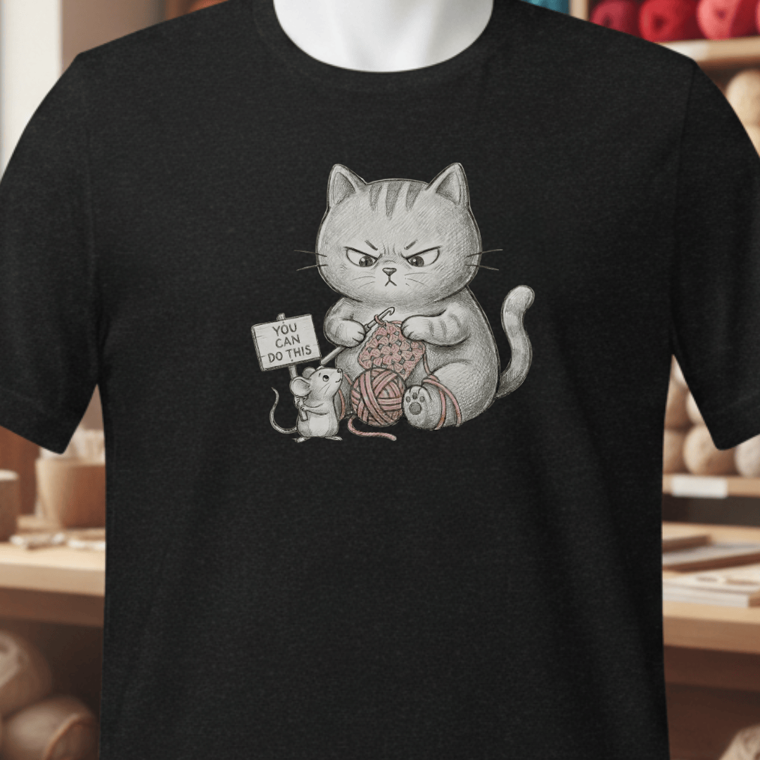 Crochet Support Mouse T-Shirt Black / XS
