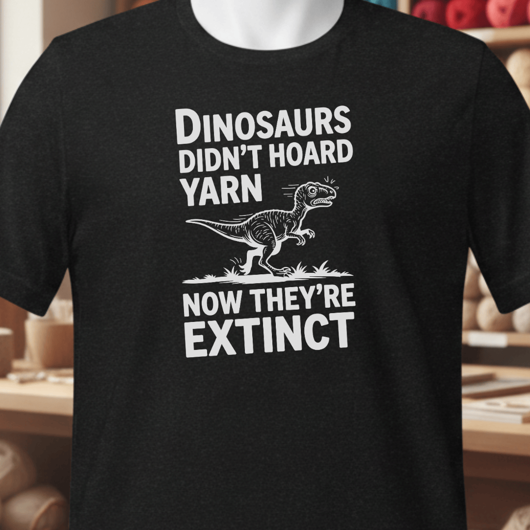 Dinosaurs Didn't Hoard Yarn T-Shirt Black / XS