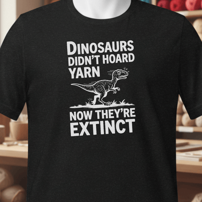 Dinosaurs Didn't Hoard Yarn T-Shirt Black / XS
