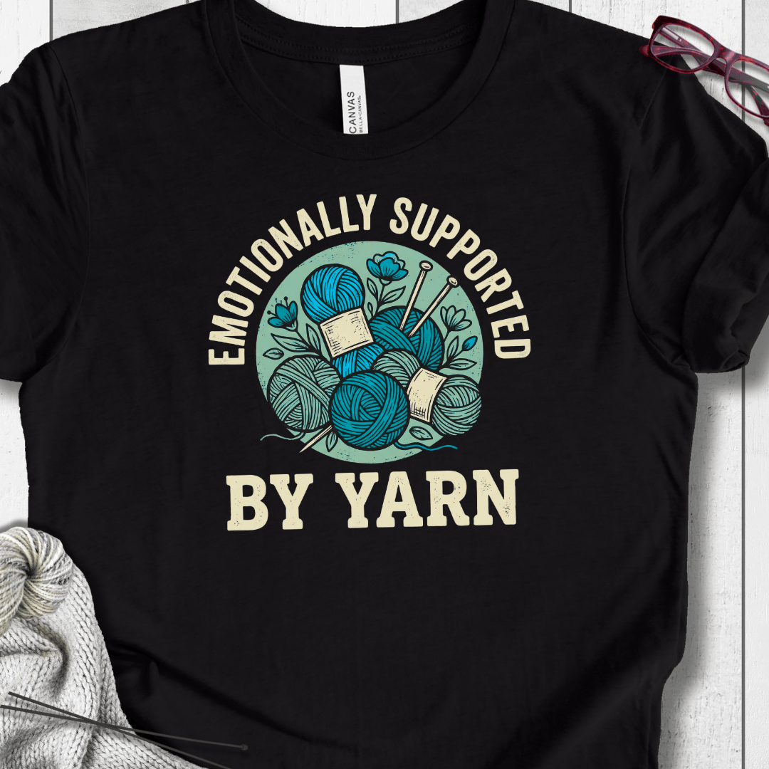 Emotionally Supported By Yarn T-Shirt Black / XS