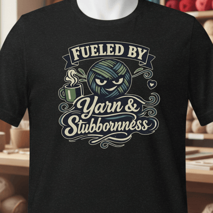 Fueled By Yarn & Stubbornness T-Shirt Black / XS