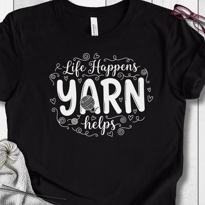 Life Happens, Yarn Helps T-Shirt Black / XS
