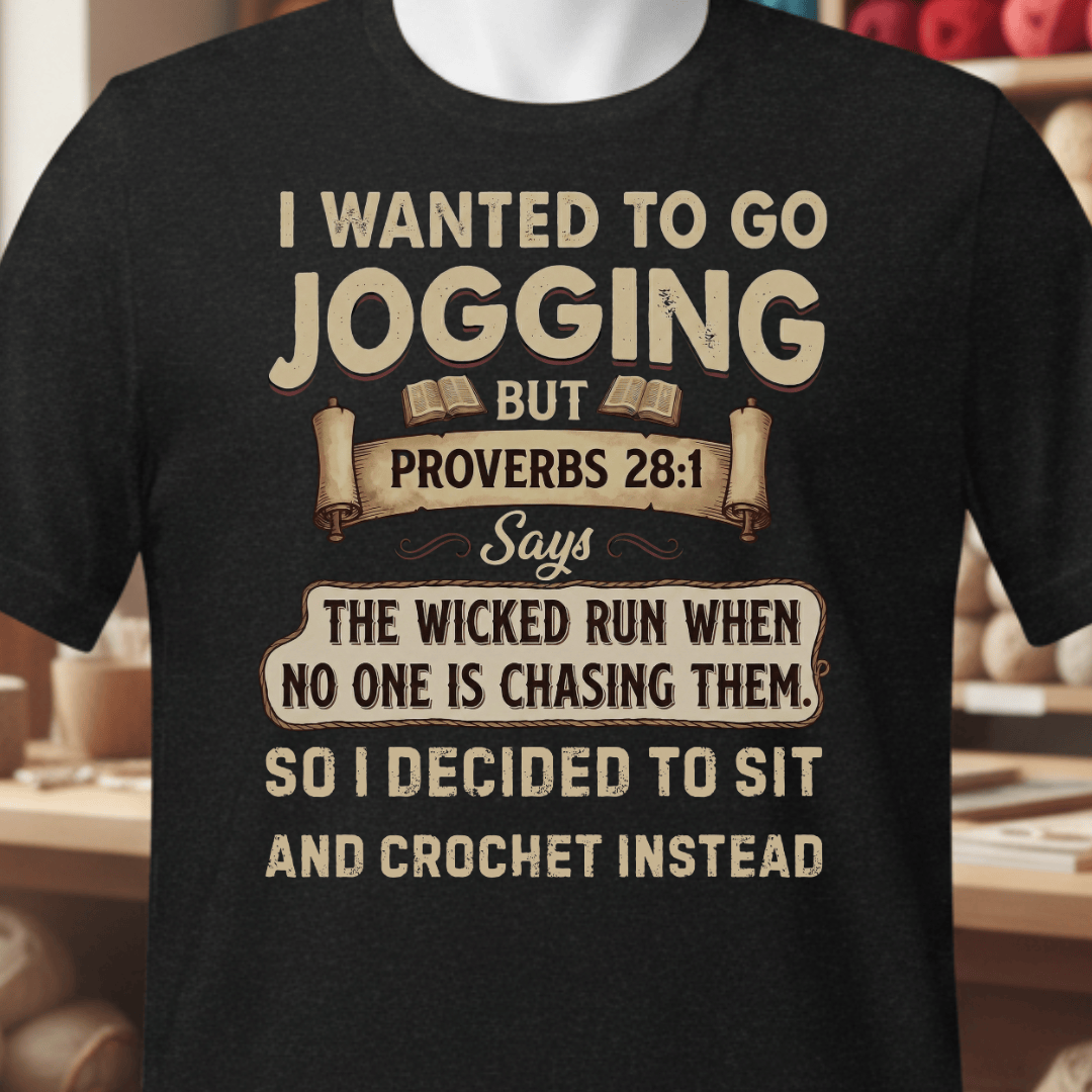 Proverb 28:1 (Crochet) T-Shirt Black / XS