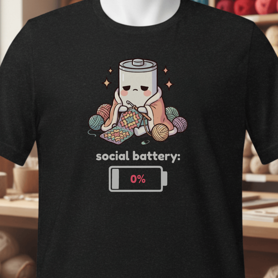 Social Battery Crochet T-Shirt Black / XS