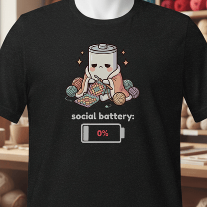 Social Battery Crochet T-Shirt Black / XS