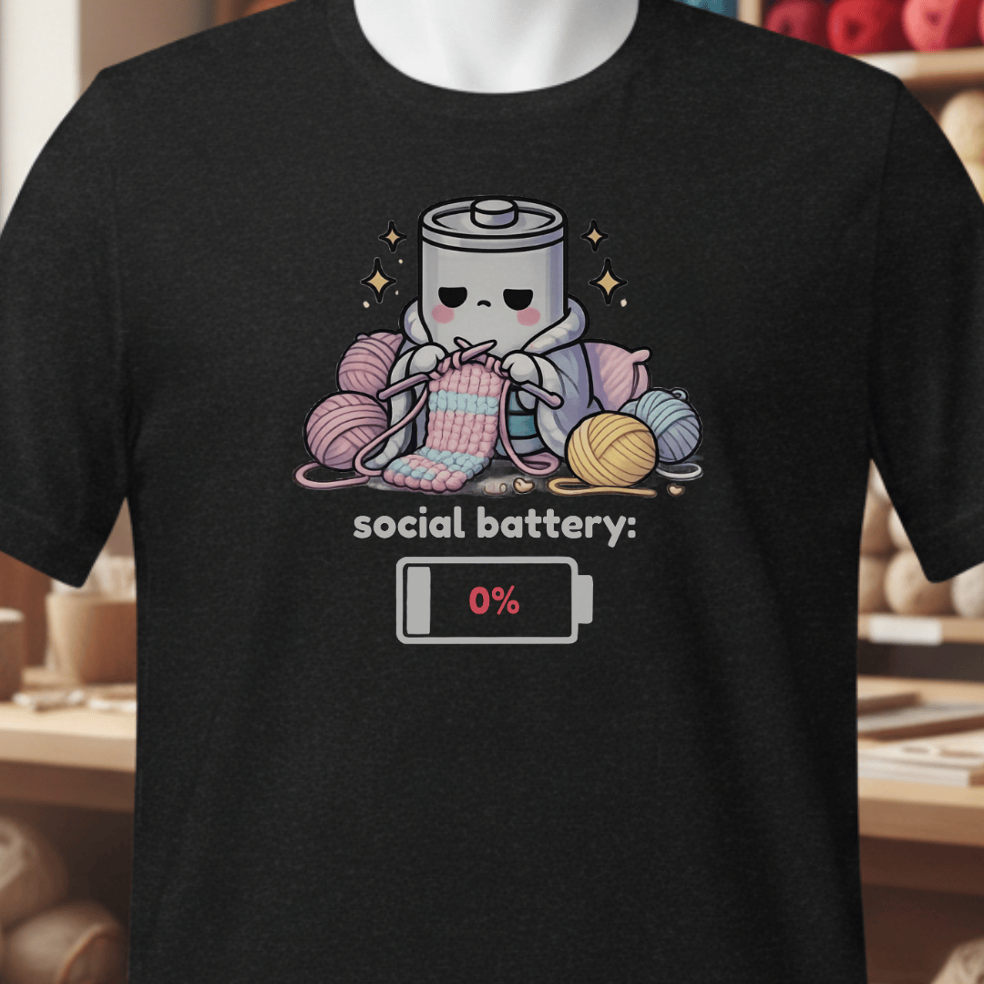Social Battery Knitting T-Shirt Black / XS