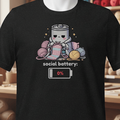 Social Battery Knitting T-Shirt Black / XS