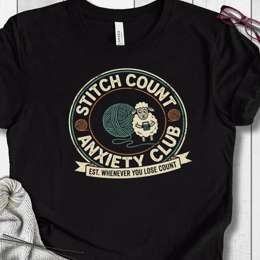 Stitch Count Anxiety Club T-Shirt Black / XS