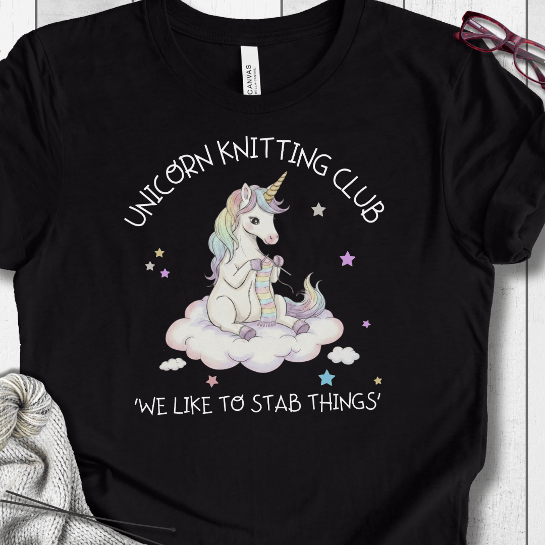 Unicorn Knitting Club T-Shirt Black / XS