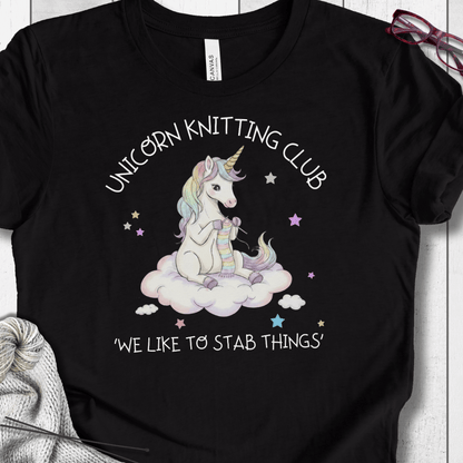 Unicorn Knitting Club T-Shirt Black / XS