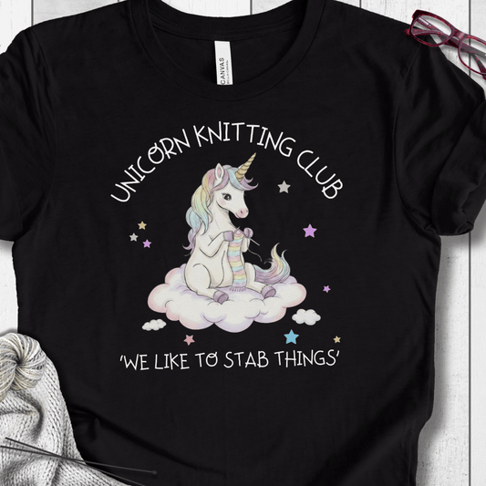 Unicorn Knitting Club T-Shirt Black / XS