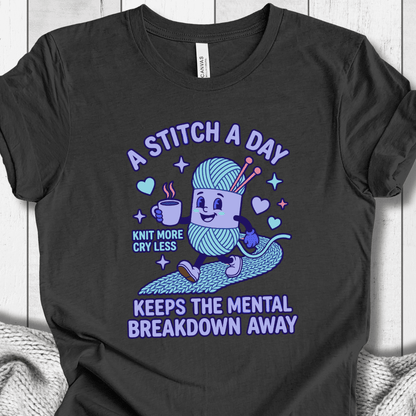A Stitch A Day T-Shirt Dark Grey Heather / XS