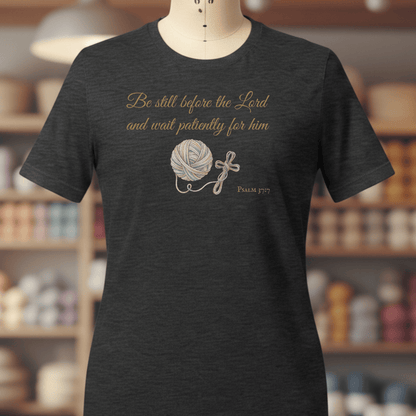 Be Still Psalm 37:7 T-Shirt Dark Grey / XS