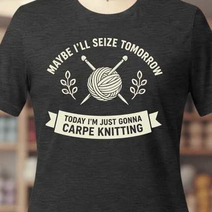 Carpe Knitting T-Shirt Dark Grey / XS