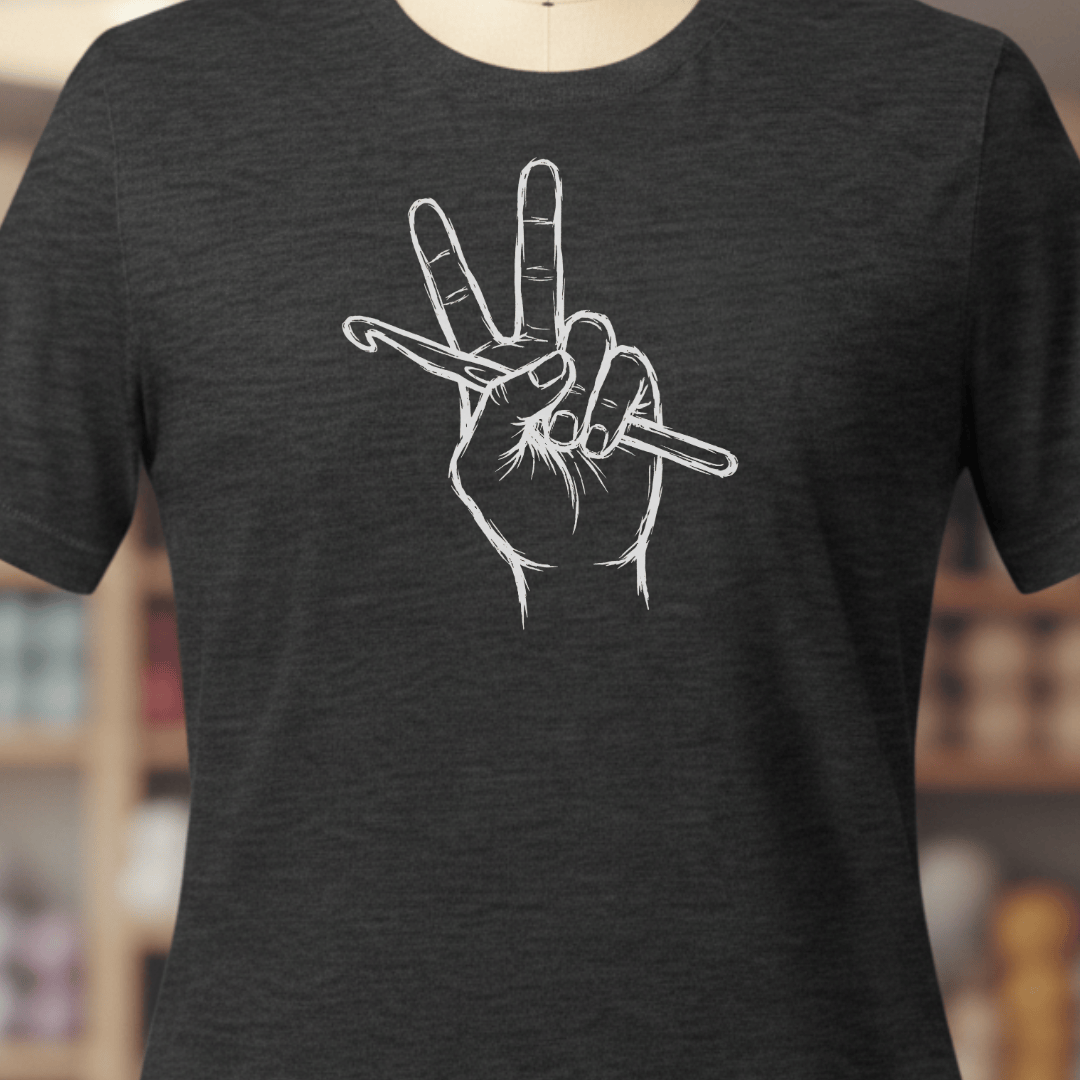Crochet For Peace T-Shirt Dark Grey / XS